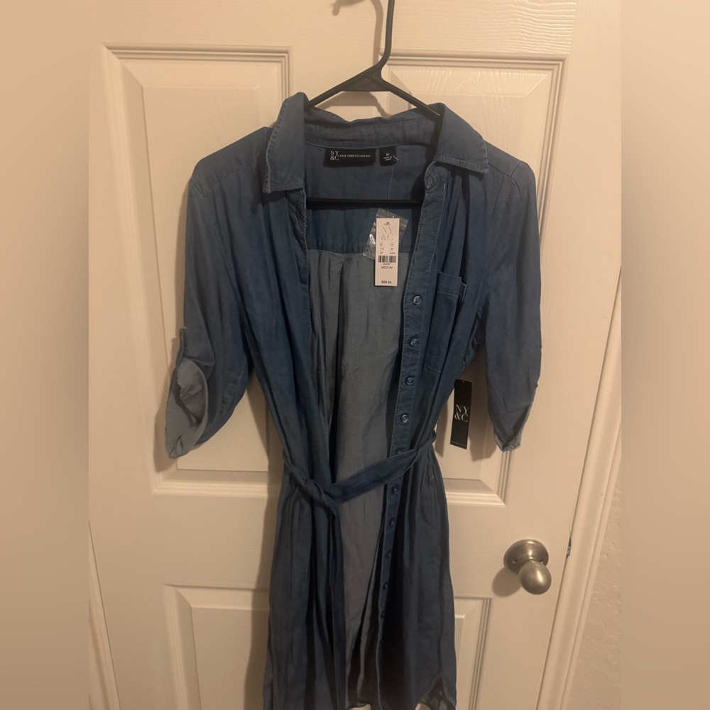 New York and Co Blue Jean Dress NWT in size M